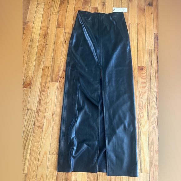 Alice & Olivia Faux Leather Front Slit Skirt